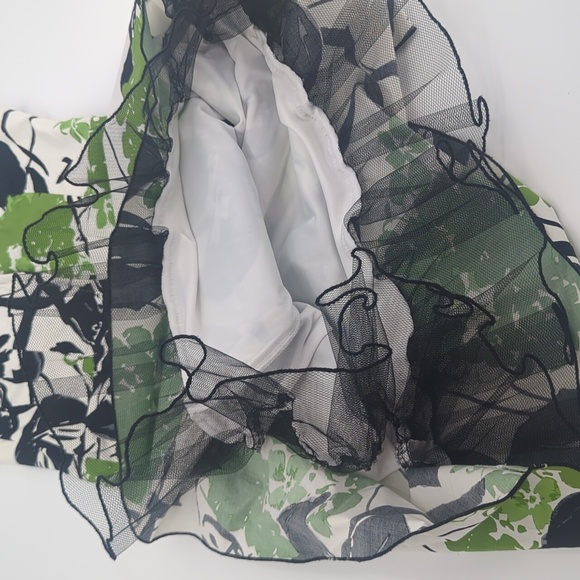 Xtraordinary Tulle Floral Green and Black Halter Dress Y2K - Picture 5 of 7